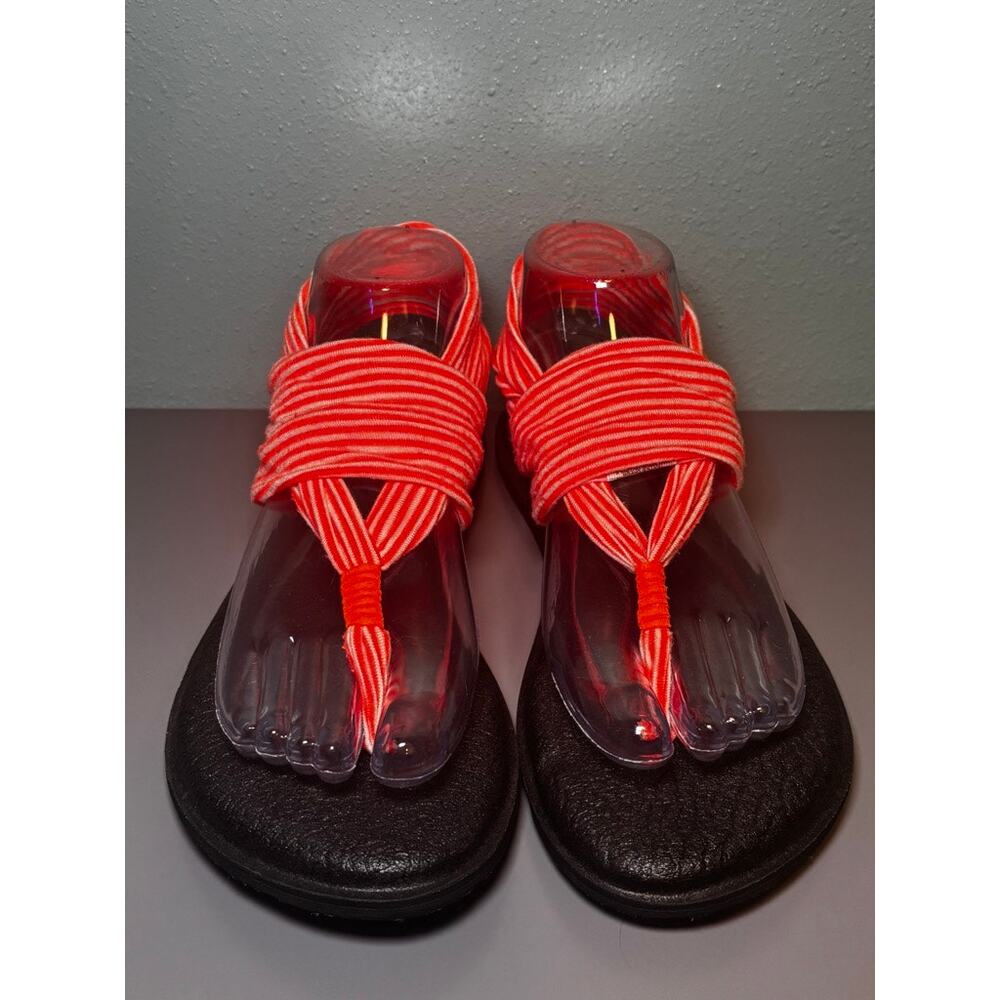 Sanuk Sandals Womens Size 7 Casual Yoga Sling 2 Comfort Pink Orange Fabric - Picture 2 of 7